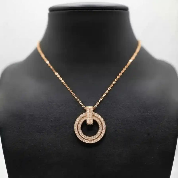 Rose Gold Plated CZ Alphabet Tiff & Co Pendant Necklace