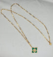 Alphabet RC Gold Plated Green Clover plain Pendant Necklace