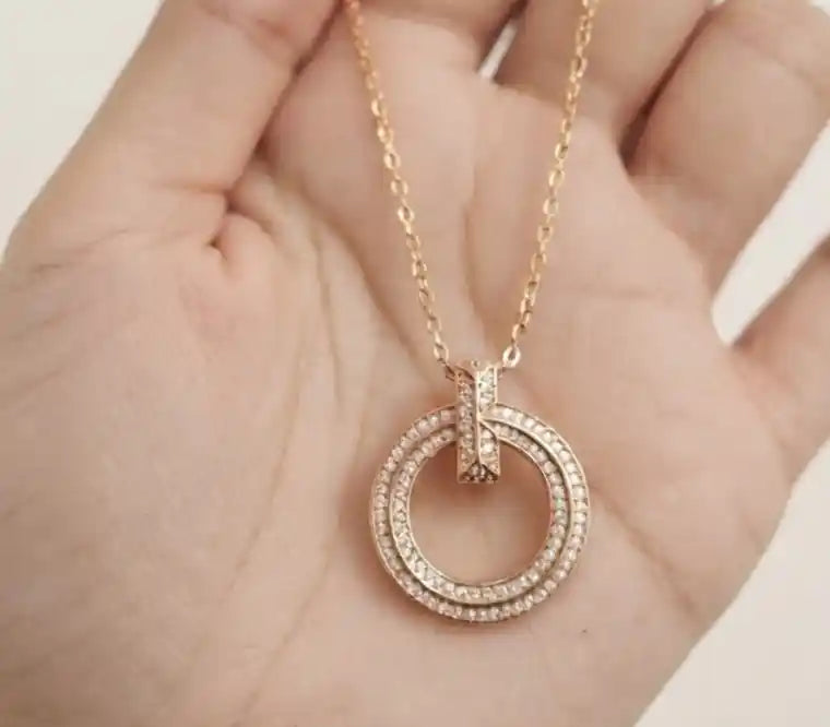 Rose Gold Plated CZ Alphabet Tiff & Co Pendant Necklace