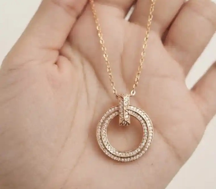 Rose Gold Plated CZ Alphabet Tiff & Co Pendant Necklace