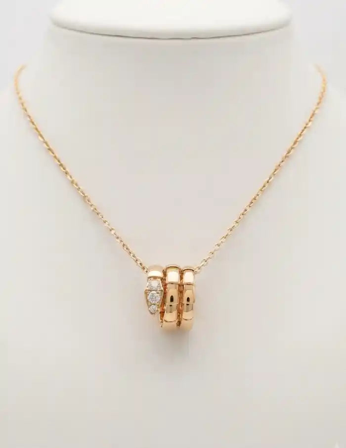 Alphabet BVL Gold Plated CZ Serpent Necklace