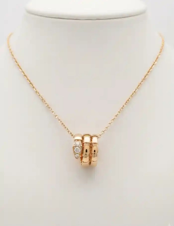 Alphabet BVL Gold Plated CZ Serpent Necklace