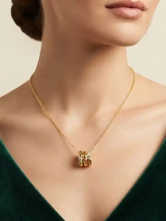 Alphabet BVL Gold Plated CZ Serpent Necklace