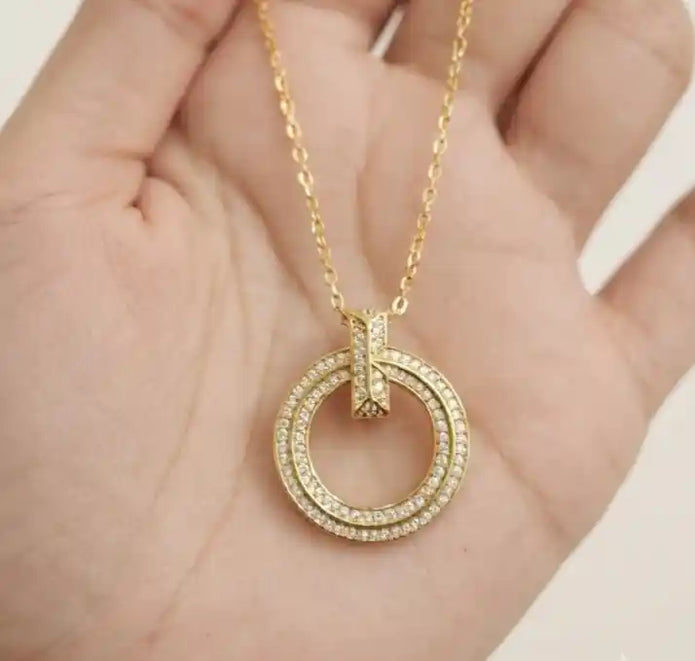 Gold Plated CZ Alphabet Tiff & Co Pendant Necklace