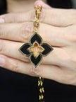Alphabet RC Gold Plated Black Clover Plain Pendant Necklace