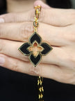 Alphabet RC Gold Plated Black Clover Plain Pendant Necklace