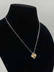 Platinum Plated and Gold Textured Clover Pendant Necklace