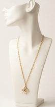 Alphabet RC Gold Plated White Clover Plain Pendant Necklace