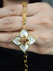 Alphabet RC Gold Plated White Clover Plain Pendant Necklace