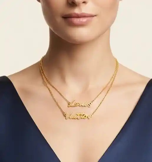 Gold Plated Double Layer Alphabet LV Necklace