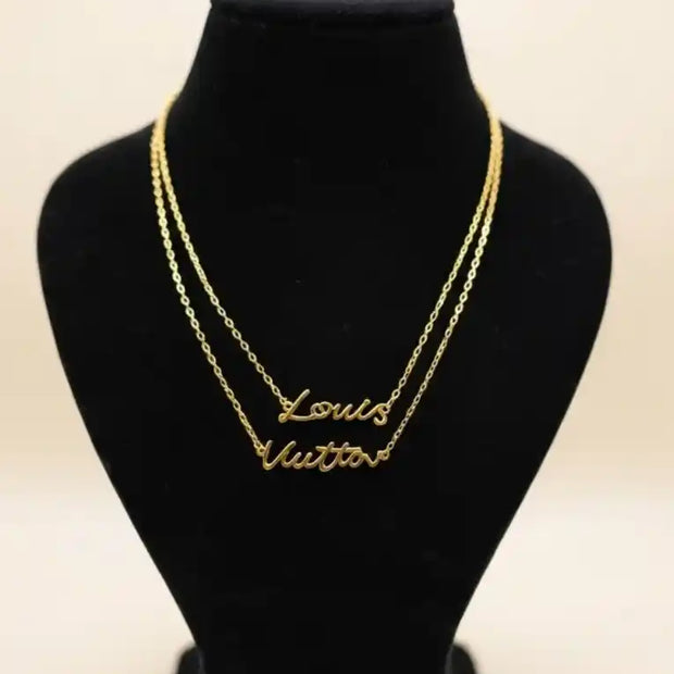 Gold Plated Double Layer Alphabet LV Necklace