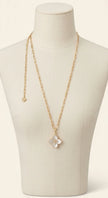 Alphabet RC Gold Plated White Clover CZ Pendant Necklace