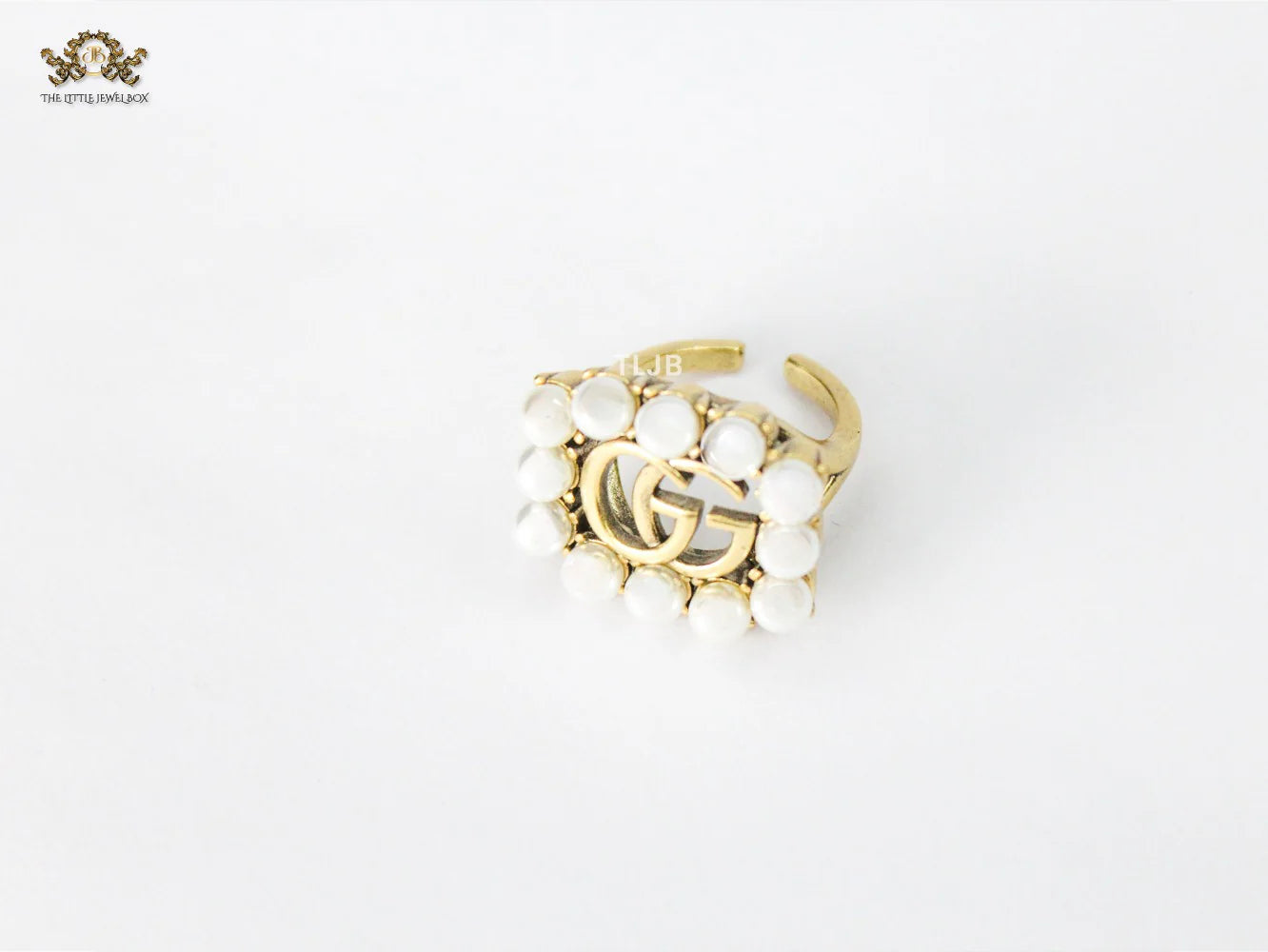 Double G Pearl Antique Ring