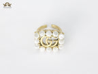 Double G Pearl Antique Ring