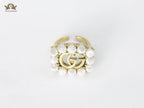 Double G Pearl Antique Ring