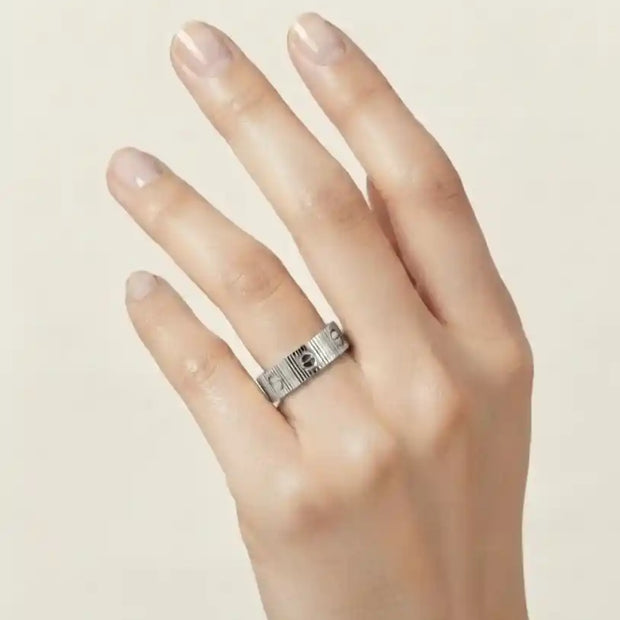 Platinum plated screw pattern love band