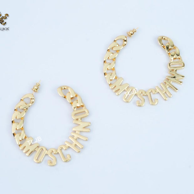 Alphabet M gold hoops
