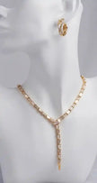 Gold Plated CZ and White Serpentine Necklace Set