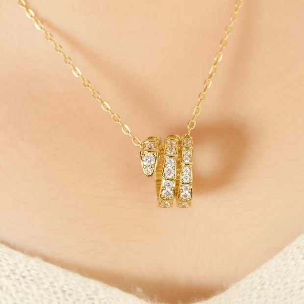 Snake pendant gold necklace