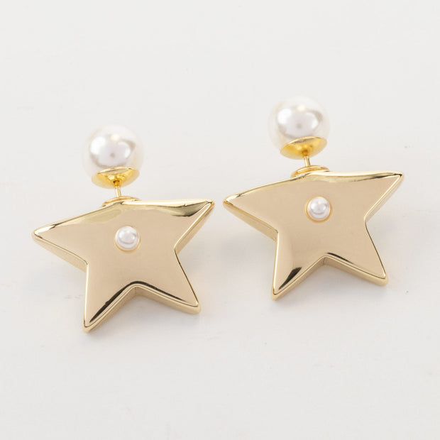 Gold stars with pearl detailing earrings