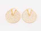 Alphabet V on Gold CZ disc earrings