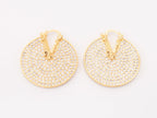 Alphabet V on Gold CZ disc earrings