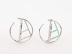 Half F platinum and green earrings hoops with CZ