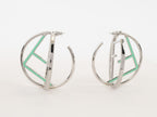 Half F platinum and green earrings hoops with CZ