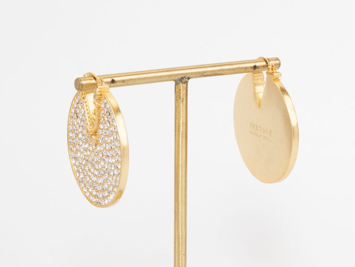 Alphabet V on Gold CZ disc earrings