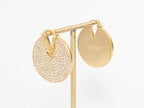Alphabet V on Gold CZ disc earrings
