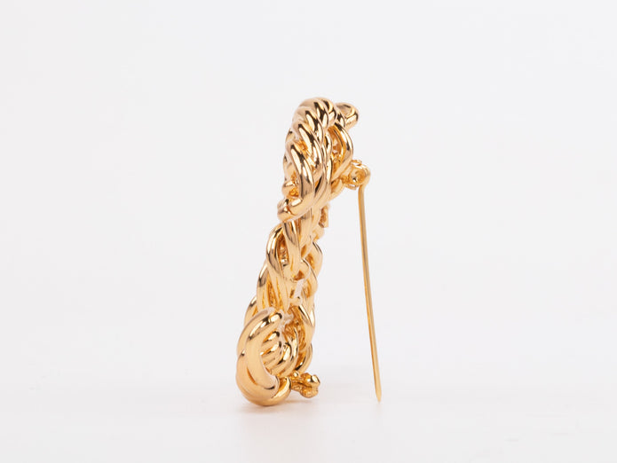 Gold Double C chain brooch
