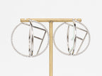 Half F platinum and green earrings hoops with CZ