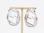 Half F platinum and green earrings hoops with CZ