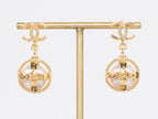 Gold Double C Pearl hanging earrings