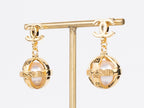 Gold Double C Pearl hanging earrings