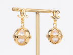 Gold Double C Pearl hanging earrings