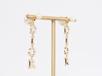 Long gold enamel alphabet C and D pearl earrings