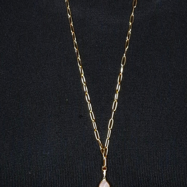Alphabet RC Gold Plated White Clover CZ Pendant Necklace