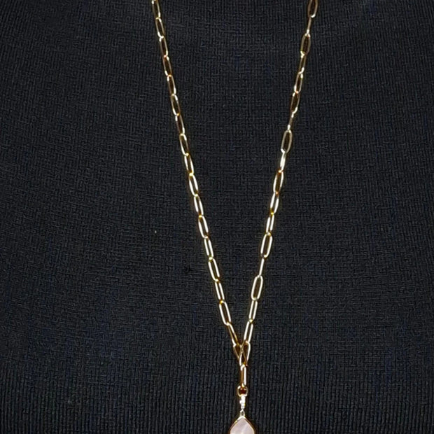 Alphabet RC Gold Plated White Clover CZ Pendant Necklace