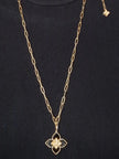 Alphabet RC Gold Plated Black Clover CZ Pendant Necklace