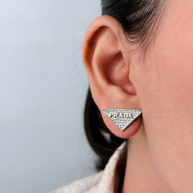 Alphabet P cz triangular studs small