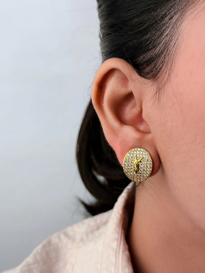 Alphabet Y S & L Gold cz Studs