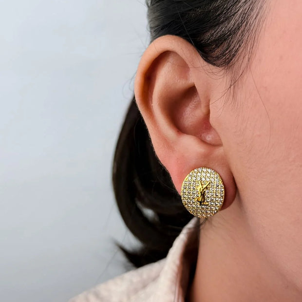 Alphabet Y S & L Gold cz Studs