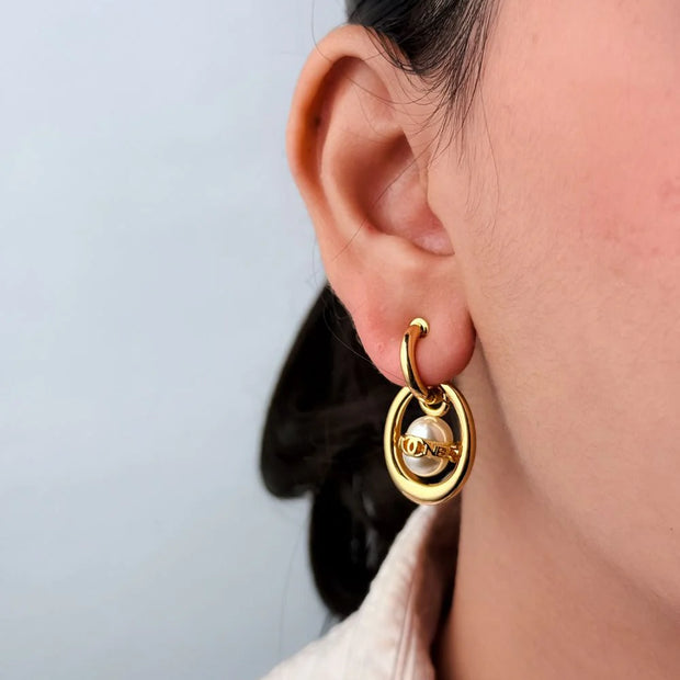 Double C Pearl studded earrings