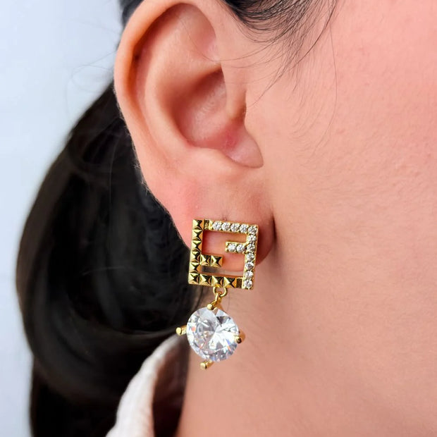 Double F small earrings with cz