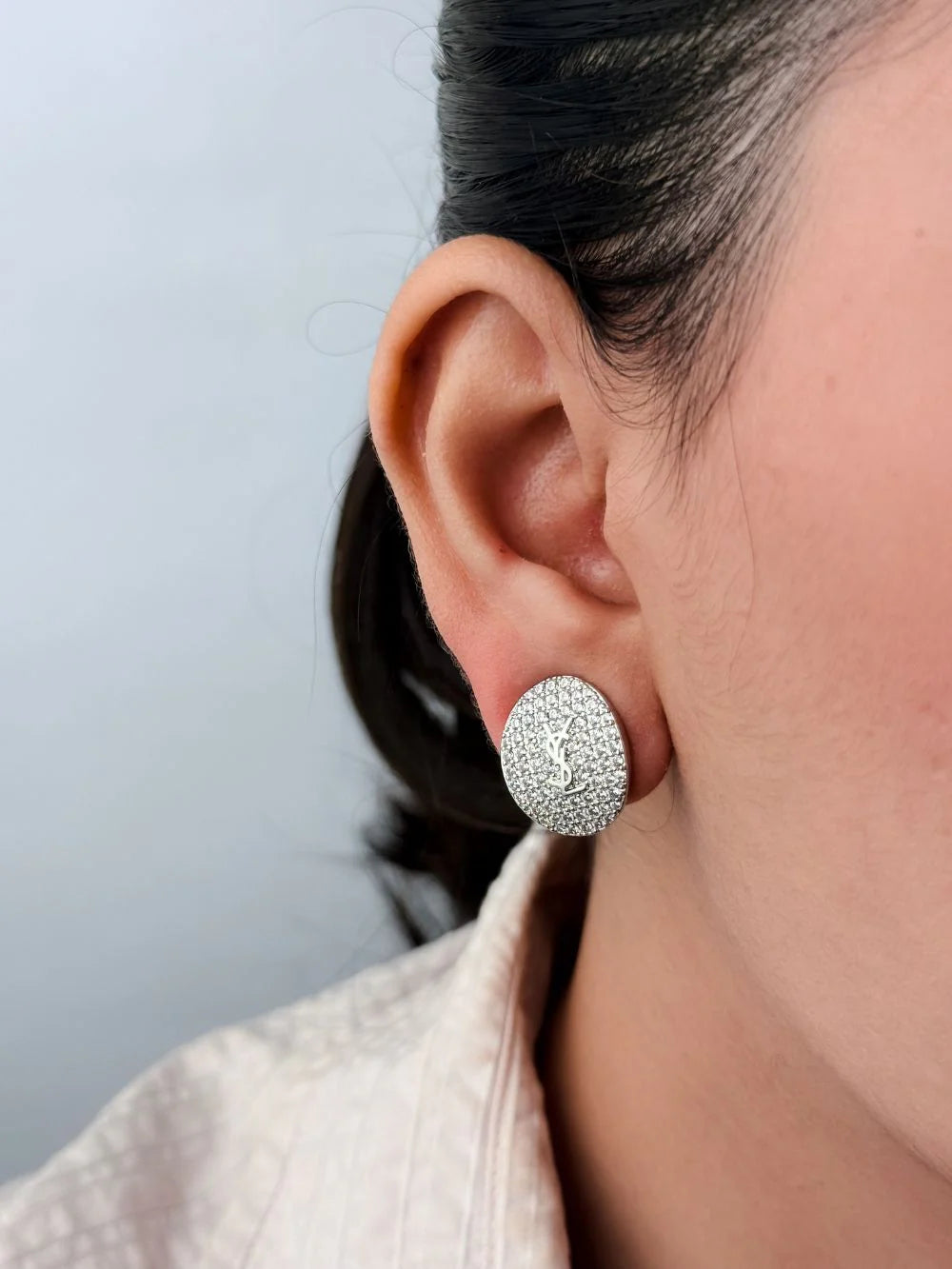 Alphabet Y S & L Platinum cz Studs