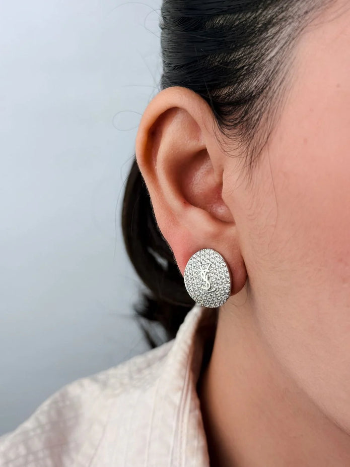 Alphabet Y S & L Platinum cz Studs