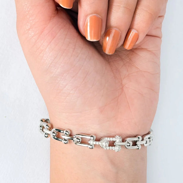 Silver Diamond Link Bracelet