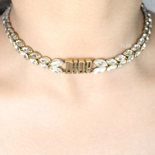 Alphabet D diamond studded chain