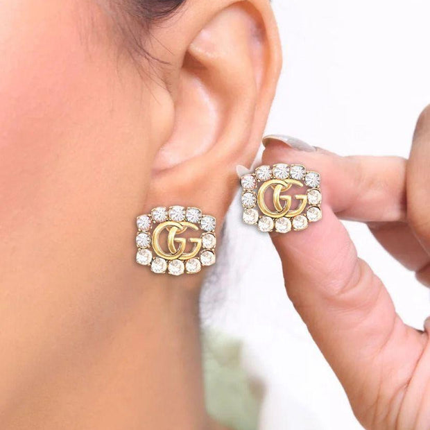 Double g cz stone studs